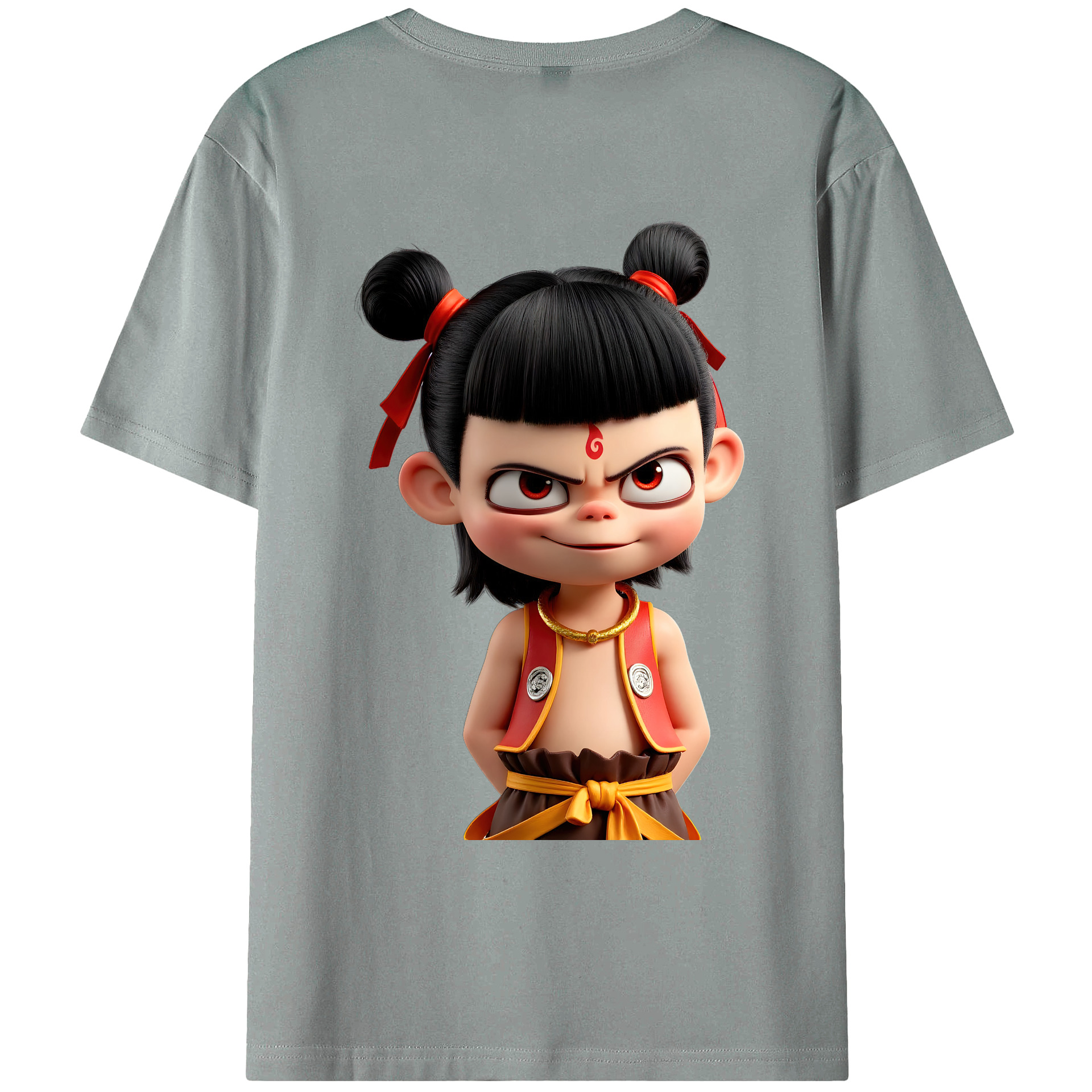 （画像用） Ne Zha 2 ナタ 魔童の大暴れ 綿100％ メンズ半袖Tシャツ（バックプリント） 通気性